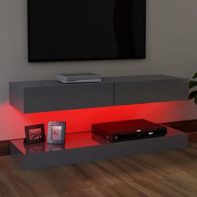 vidaXL TV spintelė su LED apšvietimu, blizgi pilka, 120x35cm