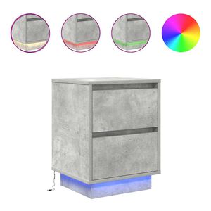 vidaXL naktinė spintelė su LED lemputėmis Betoninė pilka 38x34x50 cm