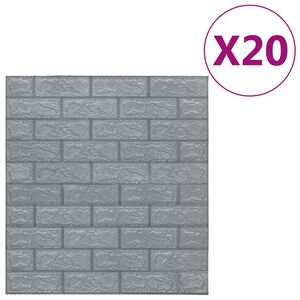vidaXL Lipnūs 3D tapetai, antracito spalvos, 20vnt., plytų dizaino