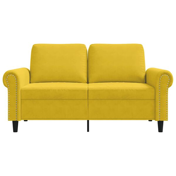 vidaXL Dvivietė sofa, geltonos spalvos, 120cm, aksomas