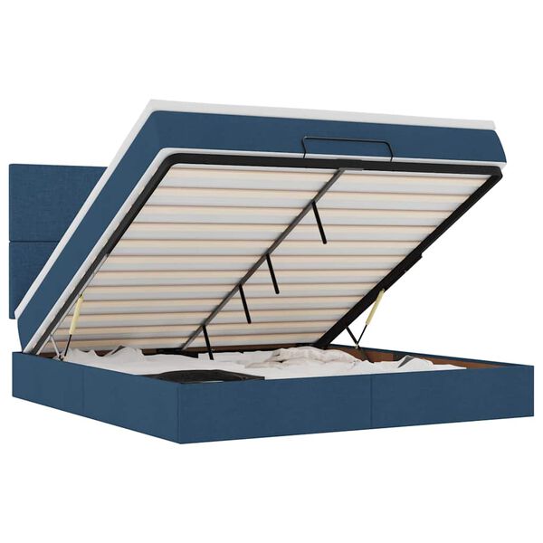 vidaXL Osmanų lova su čiužiniu Mėlynas 180x200 cm Audinys