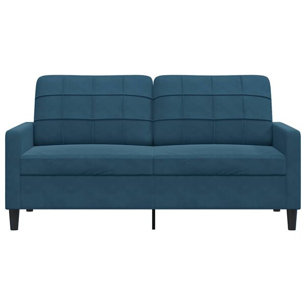 vidaXL Dvivietė sofa, mėlynos spalvos, 140cm, aksomas