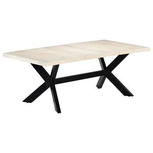 vidaXL Valgomojo stalas, baltas, 200x100x75 cm, mango med. masyvas