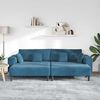 vidaXL Aksominė sofa su pagalve 3 pcs Mėlyna 208 cm Aksomas