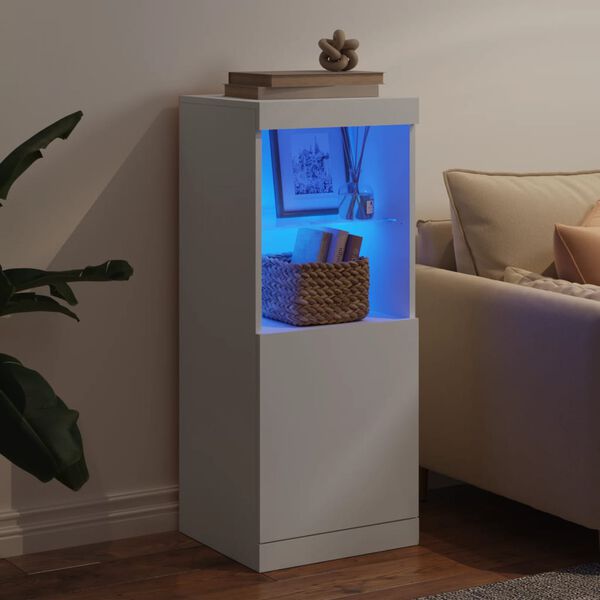 vidaXL Šoninė spintelė su LED lemputėmis, baltos spalvos, 41x37x100cm