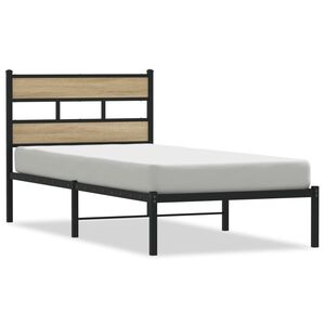 vidaXL Lovos rėmas be čiužinio, sonoma ąžuolo, 75x190cm, metalas