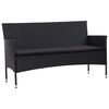 vidaXL Trivietė sodo sofa su pagalvėlėmis, juodos spalvos, poliratanas
