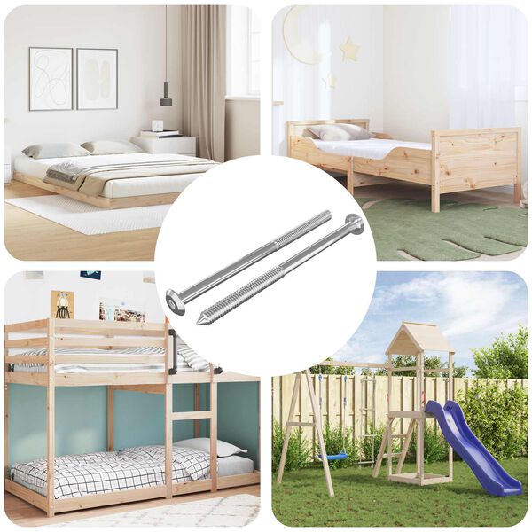 vidaXL Baldų varžtai 2 pcs Sidabro M6 x 100 mm Plienas