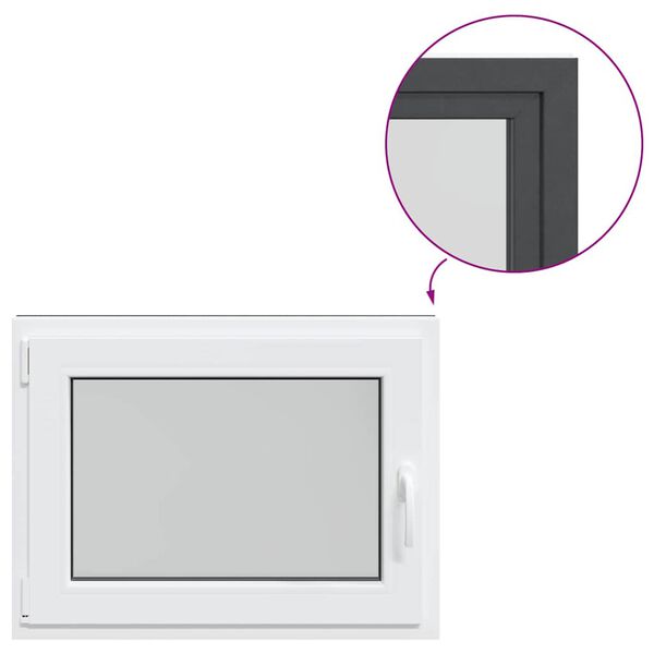 vidaXL Rūsio langas "RISOR", 80x50 cm, atverčiamas ir pasukamas, DIN, kairinis, antracito spalvos