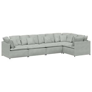 vidaXL Modulinė sofa su pagalvėlėmis, aksominė, &scaron;viesiai pilka