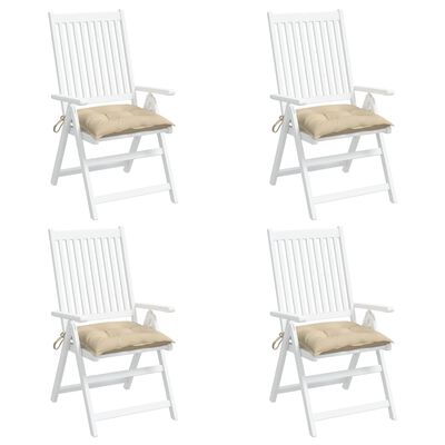 vidaXL Kėdės pagalvėlės, 4vnt., smėlio, 40x40x7cm, oksfordo audinys