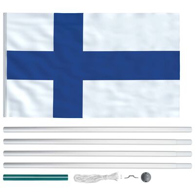 vidaXL Suomijos vėliava su stiebu, aliuminis, 6,2m