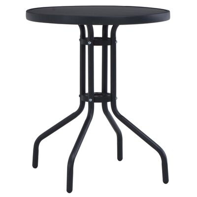 vidaXL Sodo stalas, juodos spalvos, 60cm, plienas ir stiklas