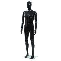 vidaXL Vyriškas manekenas, stiklo pagr., blizgus juodas, 185cm
