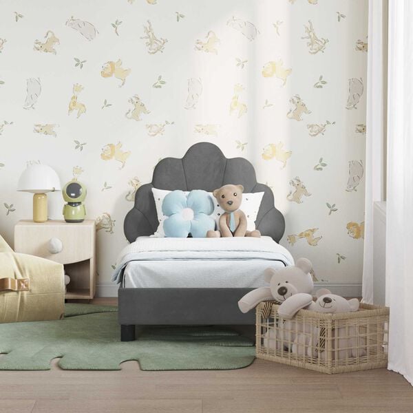 vidaXL Vaiki&scaron;ka Lovo Rėmas su Galvūgaliu Tamsiai pilka 70 x 140 cm