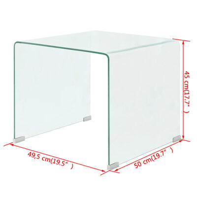 vidaXL Kavos staliukas, grūdintas stiklas, 49,5x50x45 cm, skaidrus