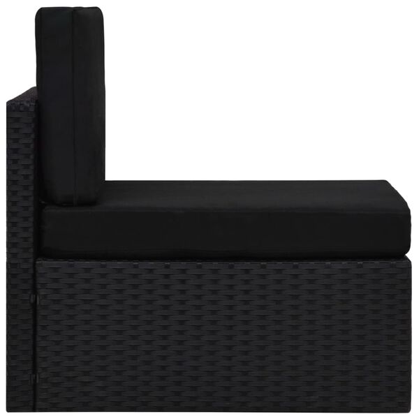 vidaXL Vidurinė modulinės sofos dalis, juodos spalvos, poliratanas