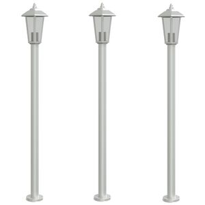 vidaXL Lauko &scaron;viestuvas, 3vnt., sidabrinė, 120cm, nerūdijantis plienas