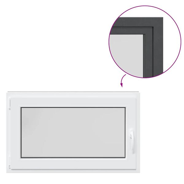 vidaXL Rūsio langas "RISOR", 100x70 cm, atverčiamas ir pasukamas, DIN, kairinis, antracito spalvos