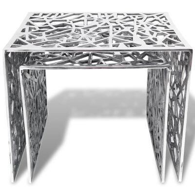 vidaXL Dviejų dalių staliukai, kvadrat., aliuminis, sidabro spalvos