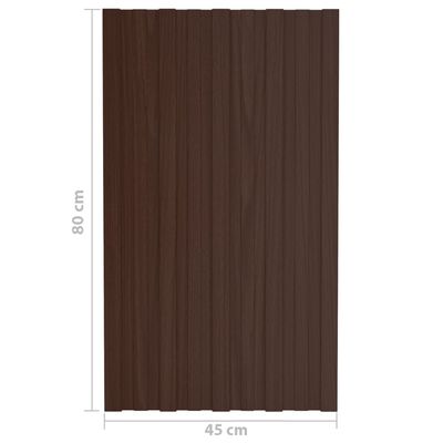 vidaXL Stogo plokštės, 12vnt., rudos, 80x45cm, galvanizuotas plienas