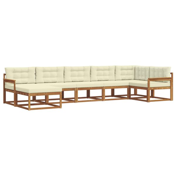 vidaXL Lauko sofos komplektas su pagalve 7 pcs Natūralus ir grietinėlė