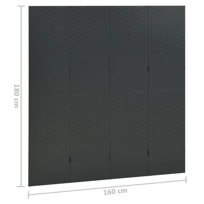 vidaXL Kambario pertvara, 4 dalių, antracito, 160x180cm, plienas