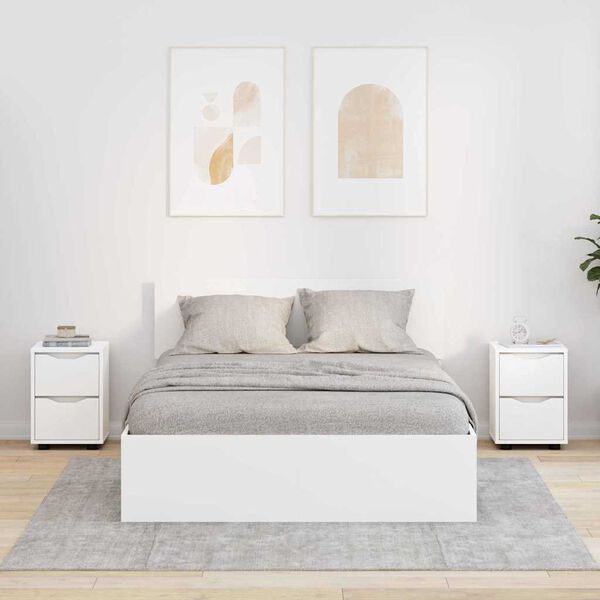 vidaXL Naktiniai staliukai su stalčių 2 pcs Balta 30,5 x 30 x 43 cm