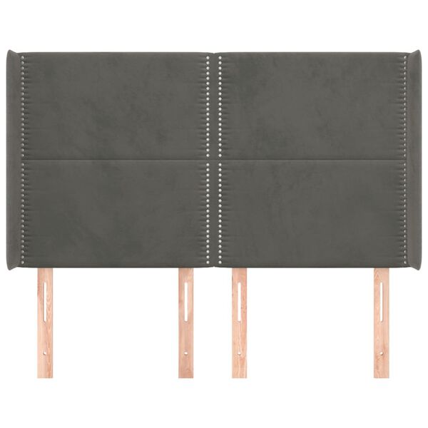 vidaXL Galvūgalis su auselėmis,tamsiai pilkos,147x16x118/128cm,aksomas