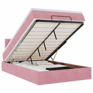 vidaXL Osmanų lovos rėmas su čiužiniu, rožinis, 120x200cm, aksomas