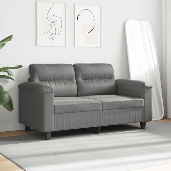 vidaXL Dvivietė sofa, tamsiai pilka, 120cm, mikropluo&scaron;to audinys