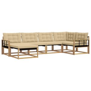 vidaXL Lauko sofos komplektas su pagalve 6 pcs Balta ir kreminė