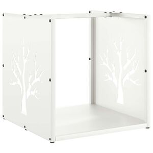 vidaXL Stovas malkoms, balta, 40x40x40 cm, &scaron;altai valcuotas plienas