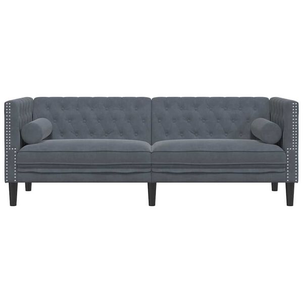 vidaXL Sofa Tamsiai pilka 194 x 74,5 x 70,5 cm Aksomas