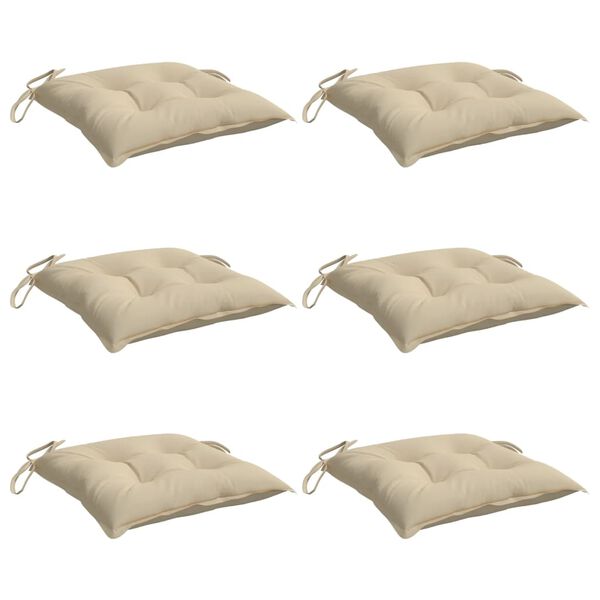vidaXL Kėdės pagalvėlės, 6vnt., smėlio, 50x50x7cm, oksfordo audinys