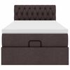 vidaXL Osmanų lova su čiužiniu ir LED, tamsiai rudas, 90x200cm audinys