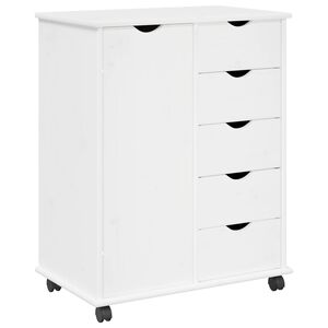 vidaXL Ratuotas kabinetas 63,5 x 39 x 79 cm Kietas pu&scaron;ies medis Balta