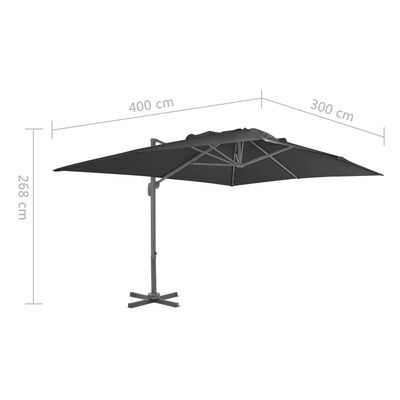 vidaXL Gem. form. saulės skėtis su alium. stulp., antr. sp., 400x300cm