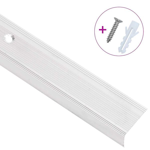 vidaXL Profiliai laiptams, 15vnt., sidabro, 90 cm, aliuminis, L formos