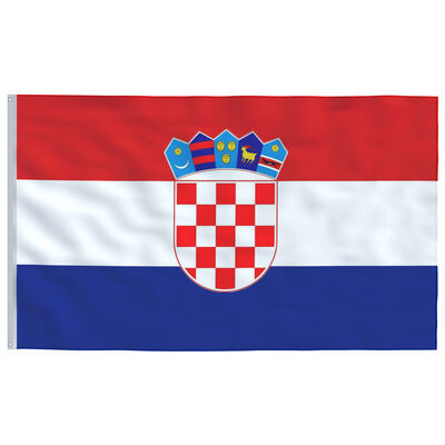vidaXL Kroatijos vėliava su stiebu, aliuminis, 5,55m