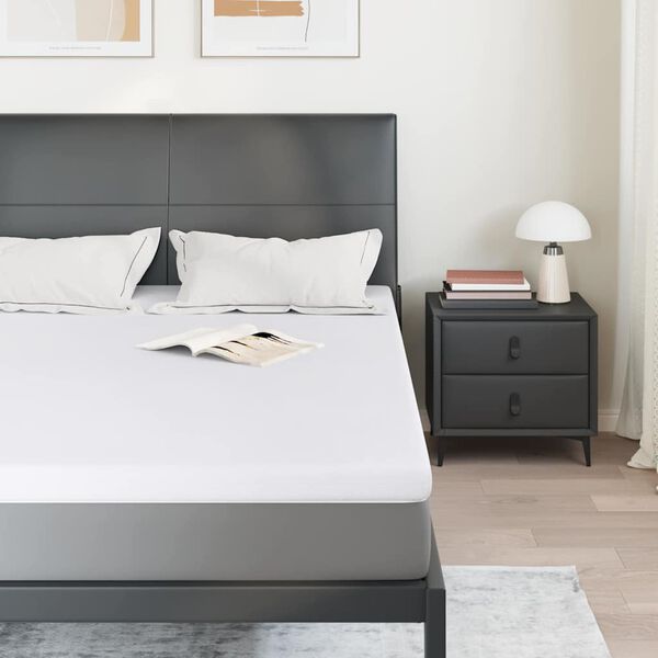 vidaXL Čiužinio papildymas Balta 140 x 200 cm Žakardinis audinys