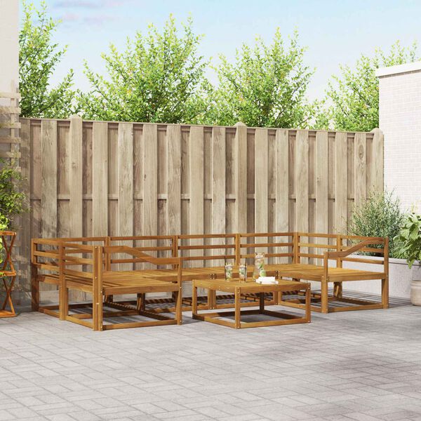 vidaXL Lauko sofos komplektas 7 pcs Natūrali Kietos akacijos mediena