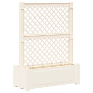 vidaXL Didelis vazonas su treliu Balta 99,5 x 43 x 133,5 PP