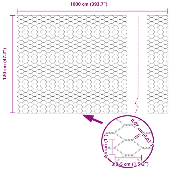 vidaXL Heksagoninė tvora Žalia 1.2 x 10 m Plienas