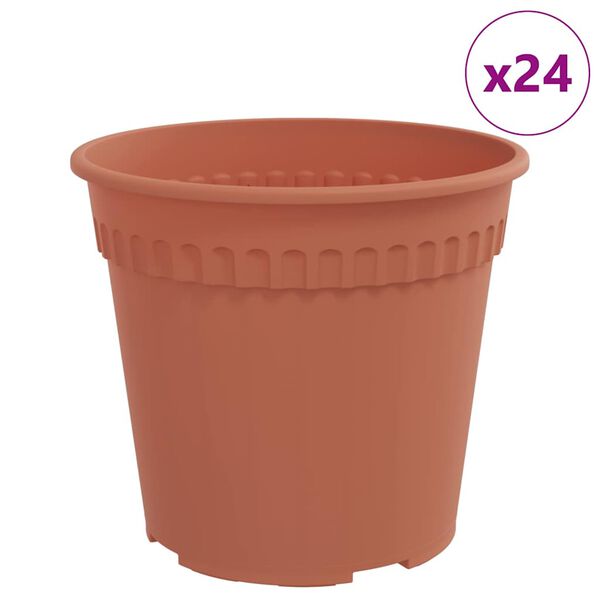 vidaXL Apvalus gėlių vazonas 24 pcs Raudona plyta &Oslash; 19 x 16 cm