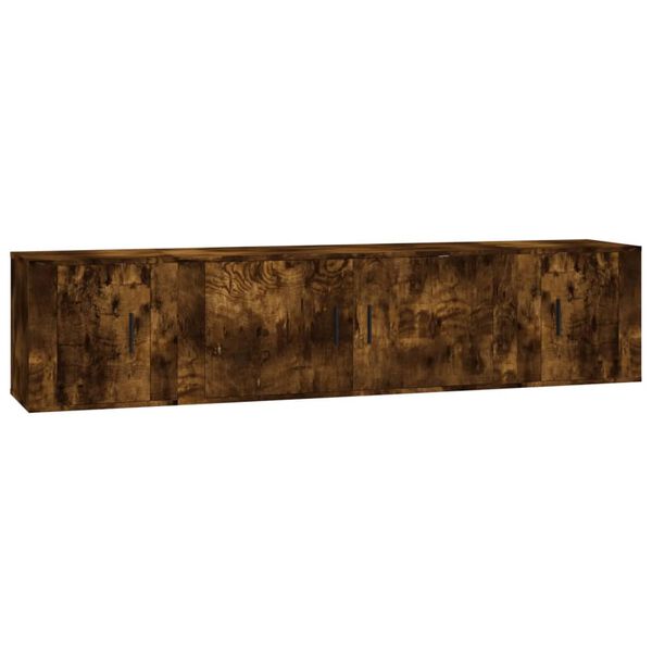 vidaXL TV spintelių komplektas, 3 dalių, dūminio ąžuolo, mediena