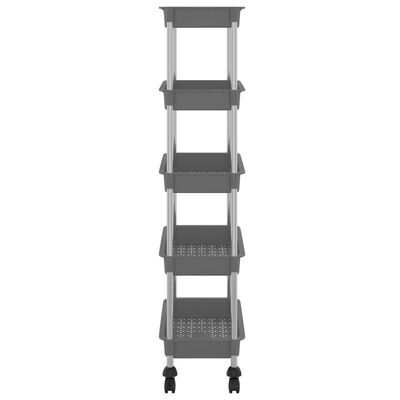 vidaXL Virtuvės vežimėlis, 5 aukštų, pilkas, 42x29x128 cm, geležis/ABS