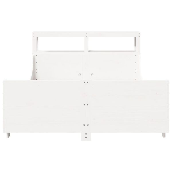 vidaXL Lovos rėmas be čiužinio, balta, 140x190cm, pu&scaron;ies masyvas