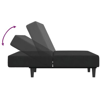 vidaXL Dvivietė sofa-lova su pakoja, juodos spalvos, aksomas