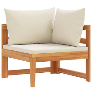 vidaXL Kampinė sofa su kreminėmis pagalvėlėmis, akacijos masyvas